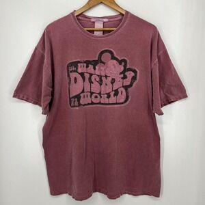 Walt Disney World T-Shirt Men's XL‎ Red Short Sleeve Crew Neck Logo Cotton